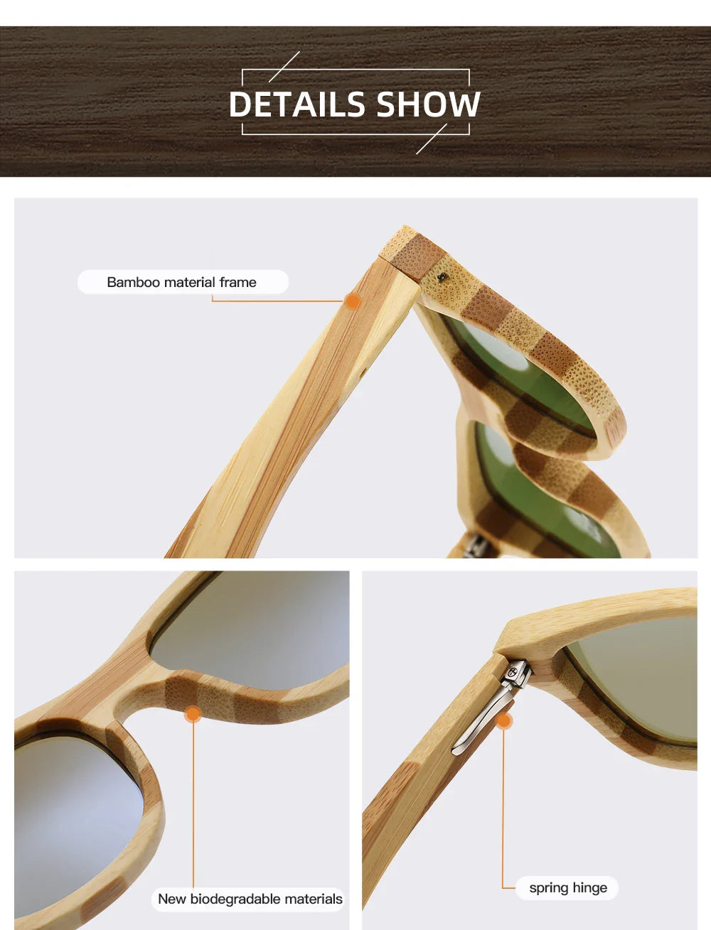 GM Natural Zebra bamboo adult sunglasses Manual polarized glasses Mirror coated lens Glasses Gift box 8621C