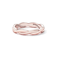 925 Sterling Silver Simple Twisted Ring 14K Gold Plated Cubic Zirconia Eternity