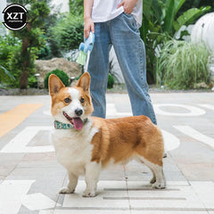 Dog Leash With Light And Garbage Bag Automatic Retractable Dog Pomeranian Corgi