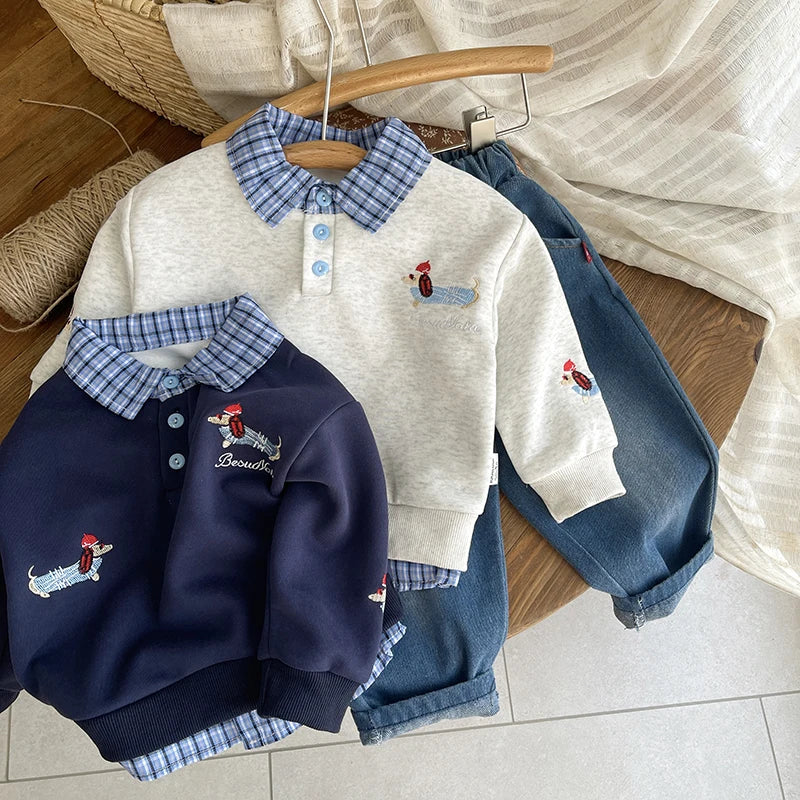 New Children Spring Autumn Fashion Boys Clothes Suit Long Sleeved Cotton Shirt Jeans 2Pc/Sets Toddler Kids Casual Baby Outfits