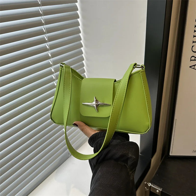 Fashionable and minimalist women's daily casual shoulder bag, PU material retro