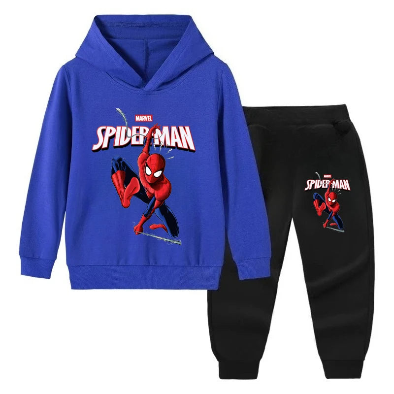 Hoodie For Boys Casual Thin Long-sleeves Sweatshirt+long Pants Sets for Kids Autumn Spider-Man Printed 2pcs Set Clothing