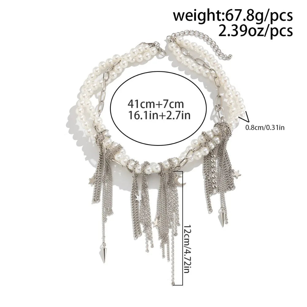 Elegant Irregular Imitation Pearl Beads Necklace for Women Vintage Party Wedding Tassels Choker Fashion Jewelry Accessories Gift