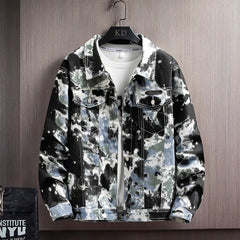 Korean version youth men's camouflage denim jacket spring new loose top men's jacket