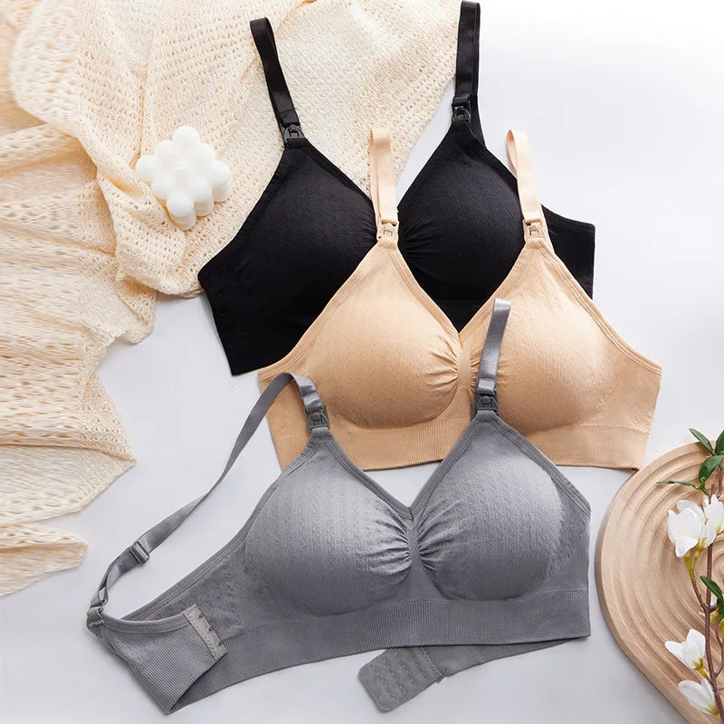 Single Handed Front Buckle Nursing Bra Breathable Women Breastfeeding Underwear