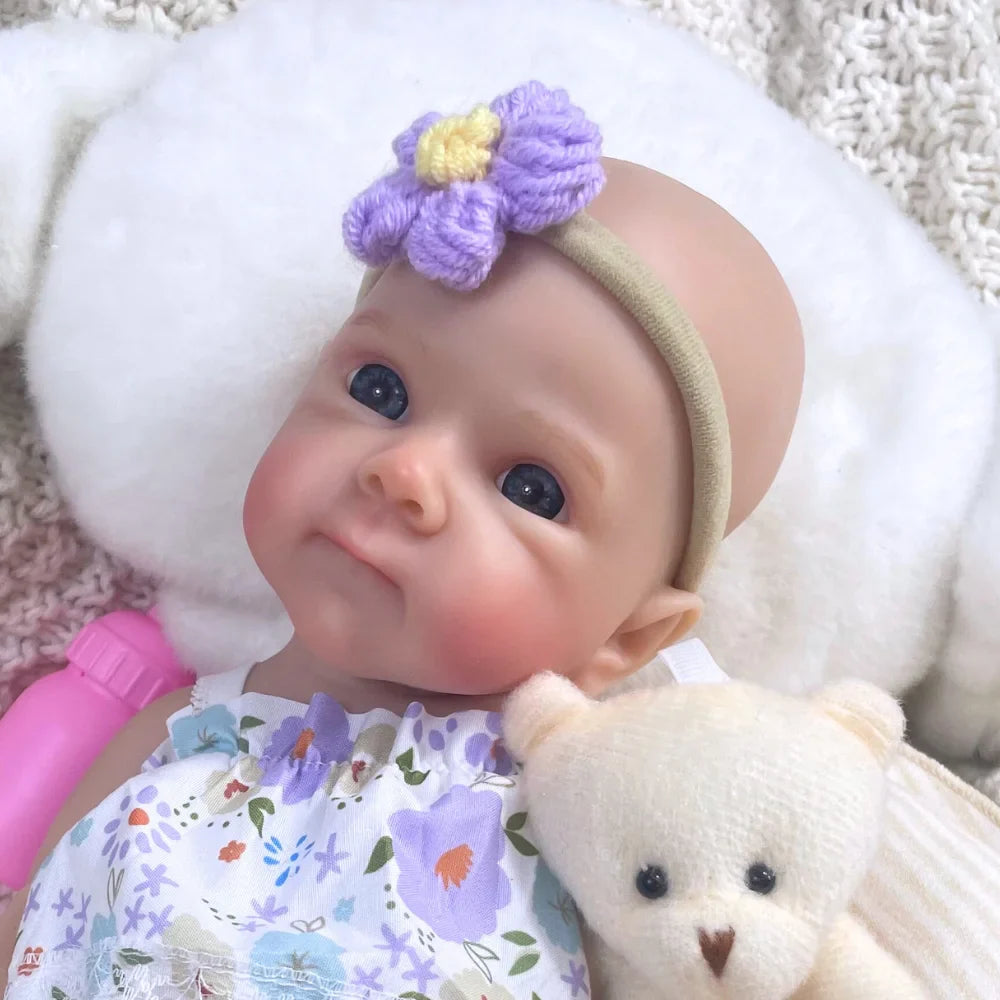Mini 13 Inch Full Solid Silicone Bettie Reborn Baby Doll Washable Body Girl Adorable Silicone Doll Birthday Christmas Gift