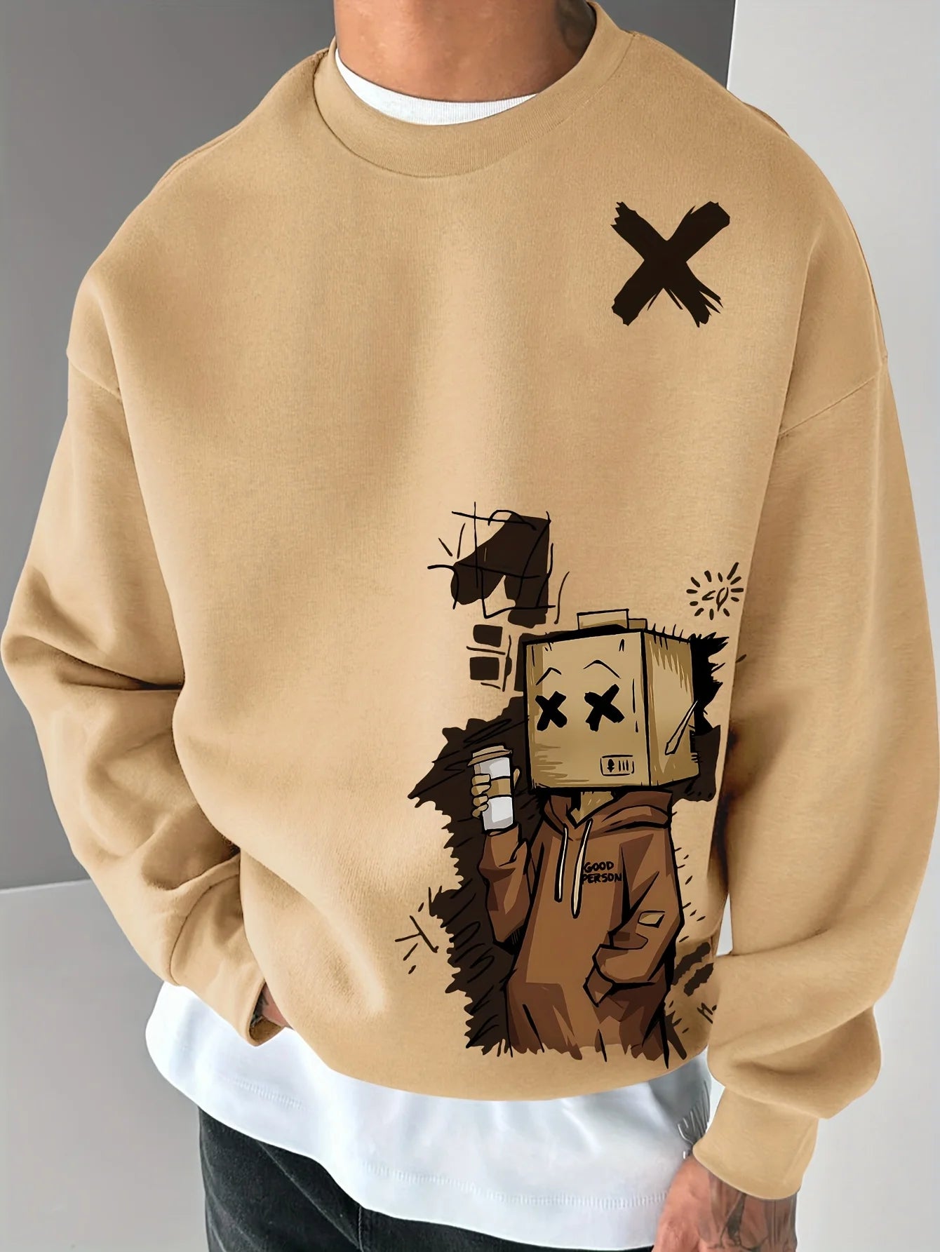 European and American Men's Autumn New Cartoon Printed Soft and Comfortable Hoodie Outdoor Street Style Long Sleeve