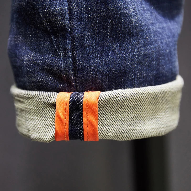 Mens Ripped Jeans Slim Fit Dark Blue Spring Autumn Destroyed Torn Stylish Moto