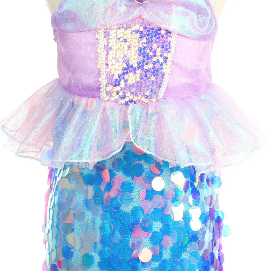 Christmas dress for Girl Dress Ariel Costumes Children's Sequined Fishtail Party Clothes Deguisement Fille