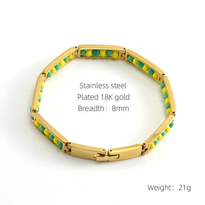 High Quality Titanium Steel Beaded Hand Bracelet Waterproof Bracelet Stainless Steel Jewelry Woman 2024 Bijoux Aciee Inoxydable