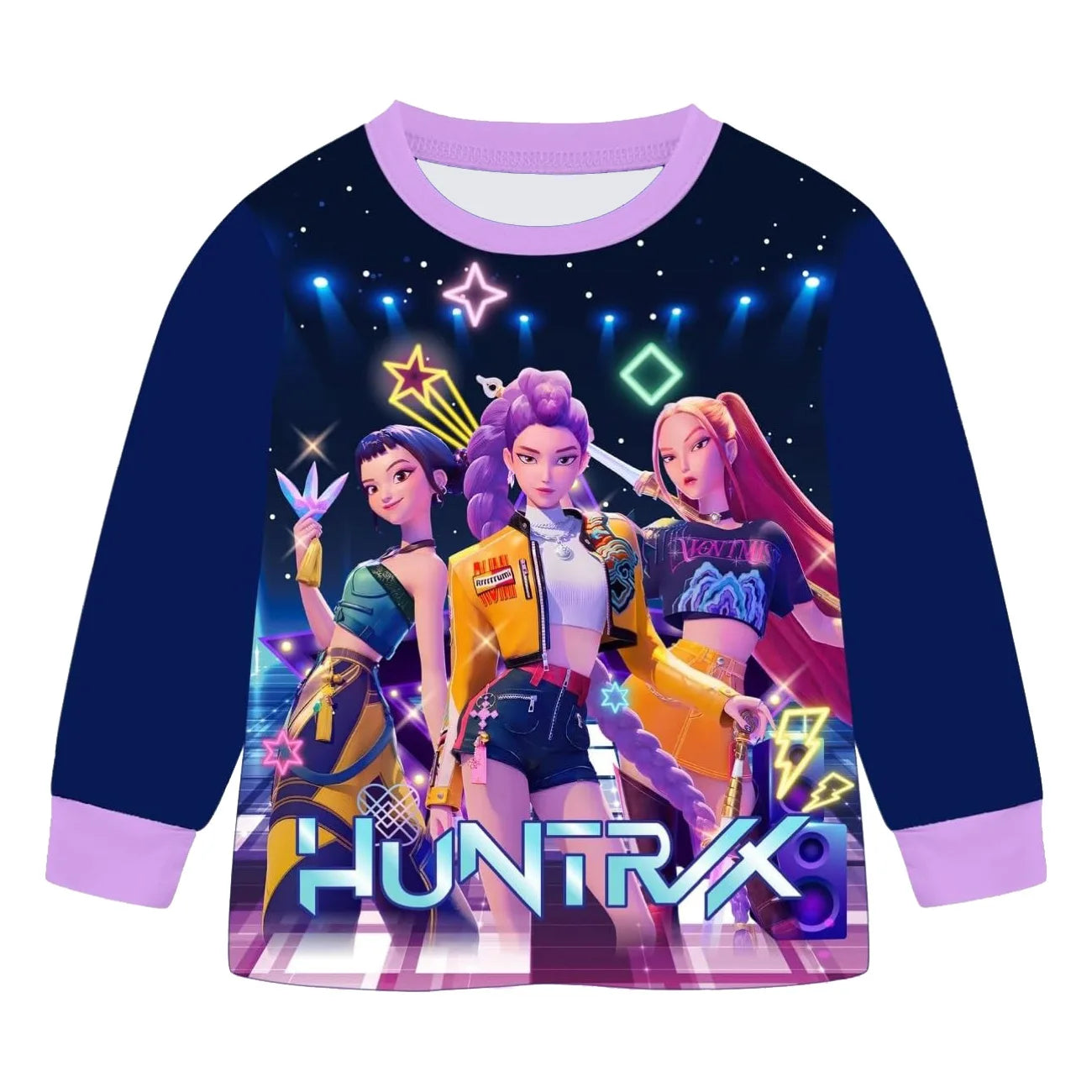 Anime Kpop Demon Hunters Zoey Costume Autumn Pajamas for Children's Clothing 3-14Years Kids Huntrix Rumi Girls Tshirt Pants Sets