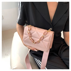 Women Stone Pattern Shoulder Bag PU Leather Trend Crossbody Bags Pink