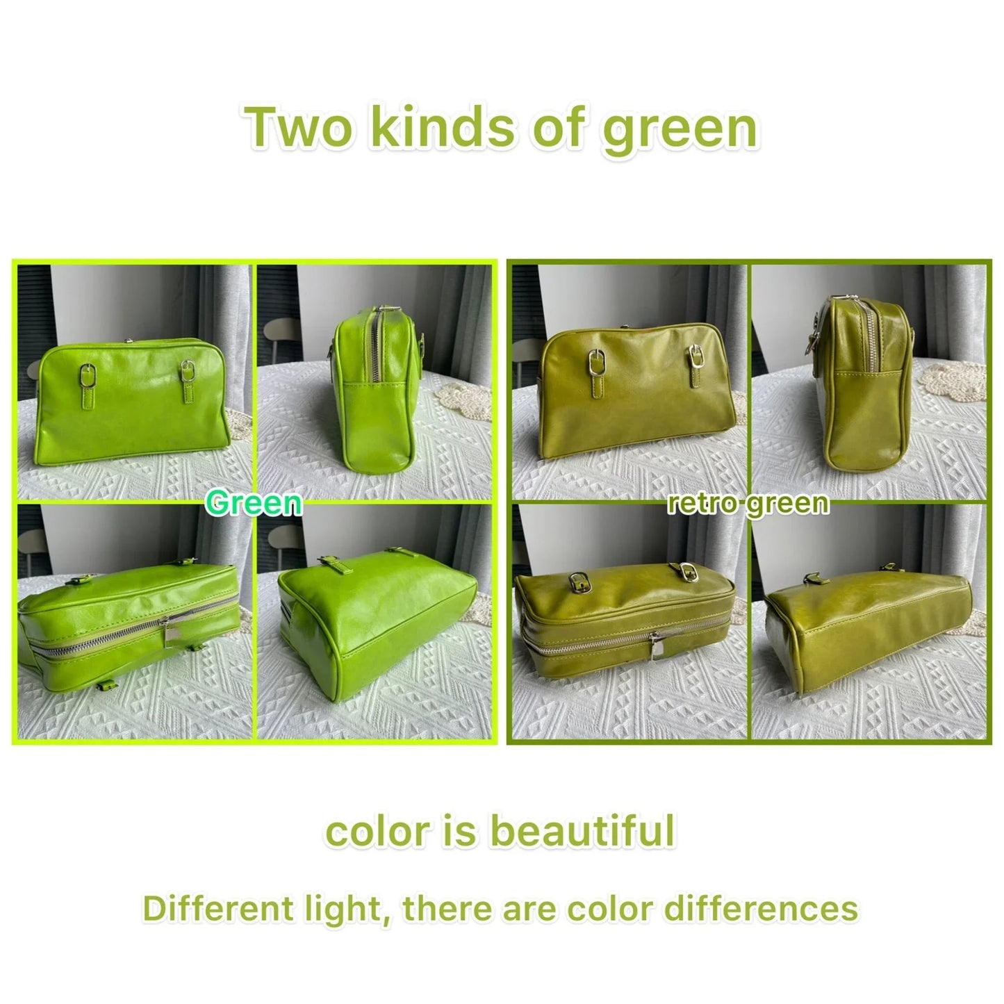 Fashion Women Green Big Shoulder Bags PU Leather Female Purse Handbags