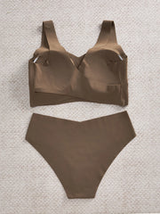 Women Underwear Set Push Up Bra Ice Silk Breathable Wireless