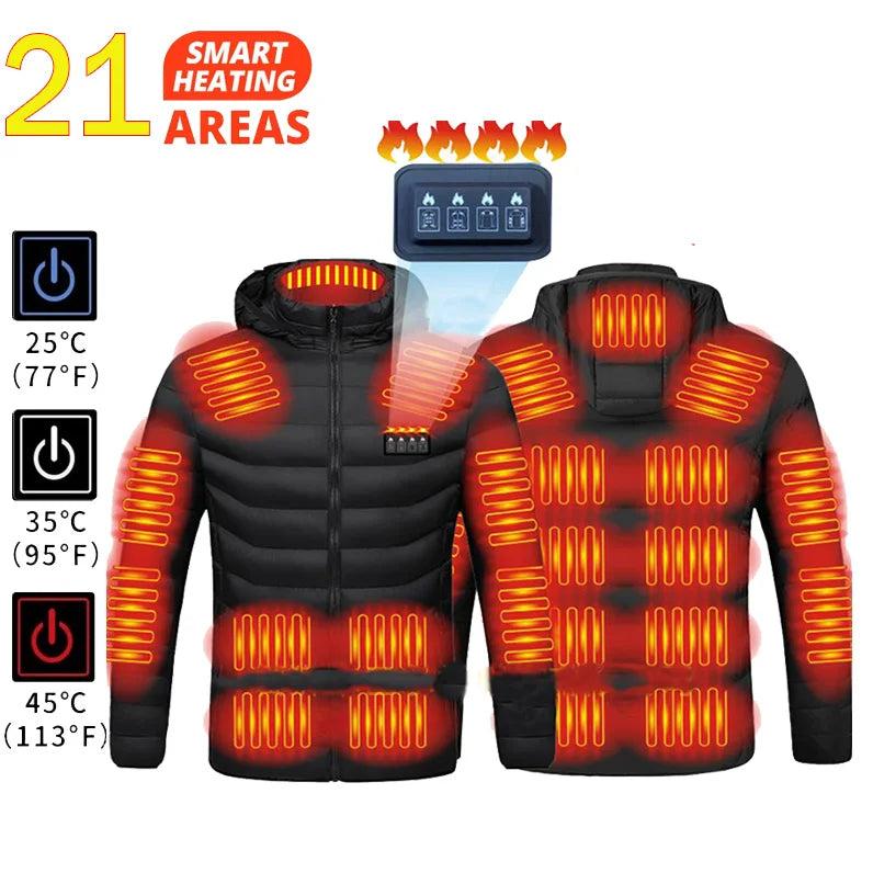 21 Areas Heated Jacket Mens Jacket Waterproof Heating Jacket Men