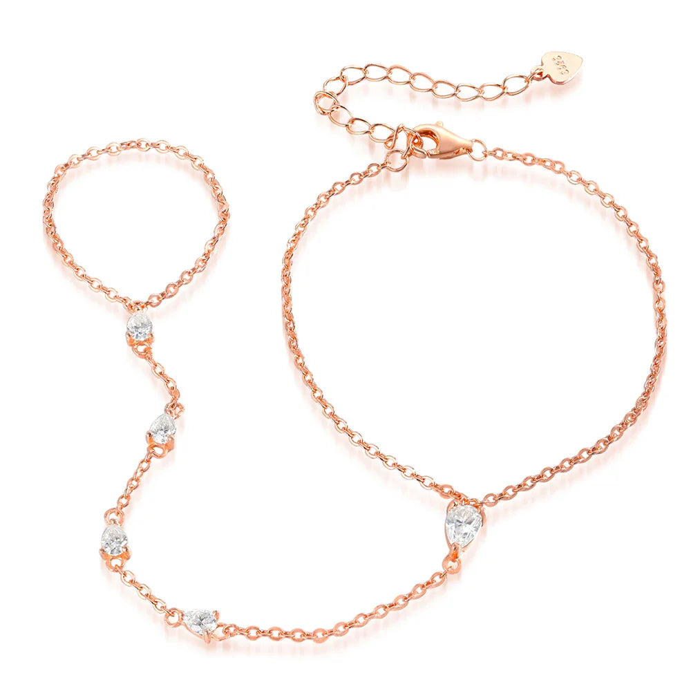 Smyoue Pear Cut Genuine Moissanite Bracelets for Women Girls Luxury Chain Lab Diamond S925 Sterling Silver Plated 18K Jewelry