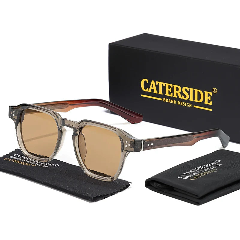 CATERSIDE Square Fashion Sunglasses Men Core Insert Temple Luxury Brand Sun Glasses Women Travel Beach Party Festival Gifts