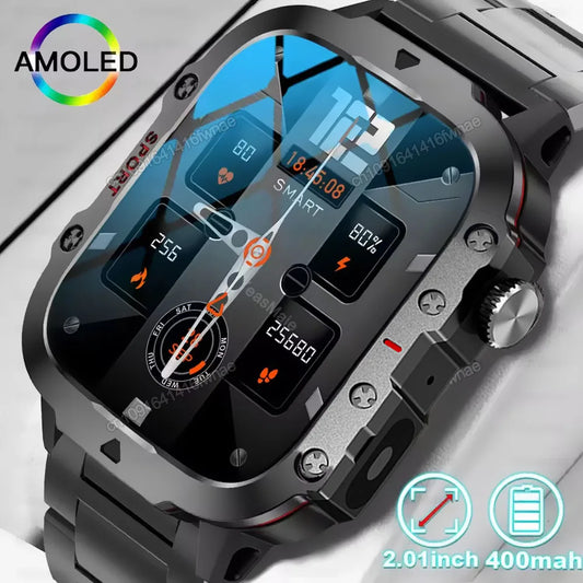 EGC+PPG GPS Sports Fitness Tracker Smartwatch Men 2.01Inch Touch Screen Health Monitoring Bluetooth Call Smart Watch For Android