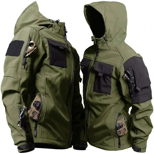 Hooded Tactical Jacket Men Army Training Wear-resistant Windbreaker Outdoors Camping