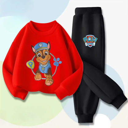 PAW Patrol Cartoon Printed Boys Hooides Sets Children's Long Sleeved Pullover Long Pant Two Piece Suit Kids Casual Sweatsuit