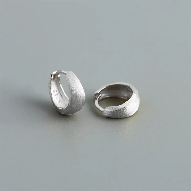 WANTME 925 Sterling Silver Simple Statement Matte Large Huggies Hoop Earrings for Men Women Fine Gothic Punk Charms S925 Jewelry