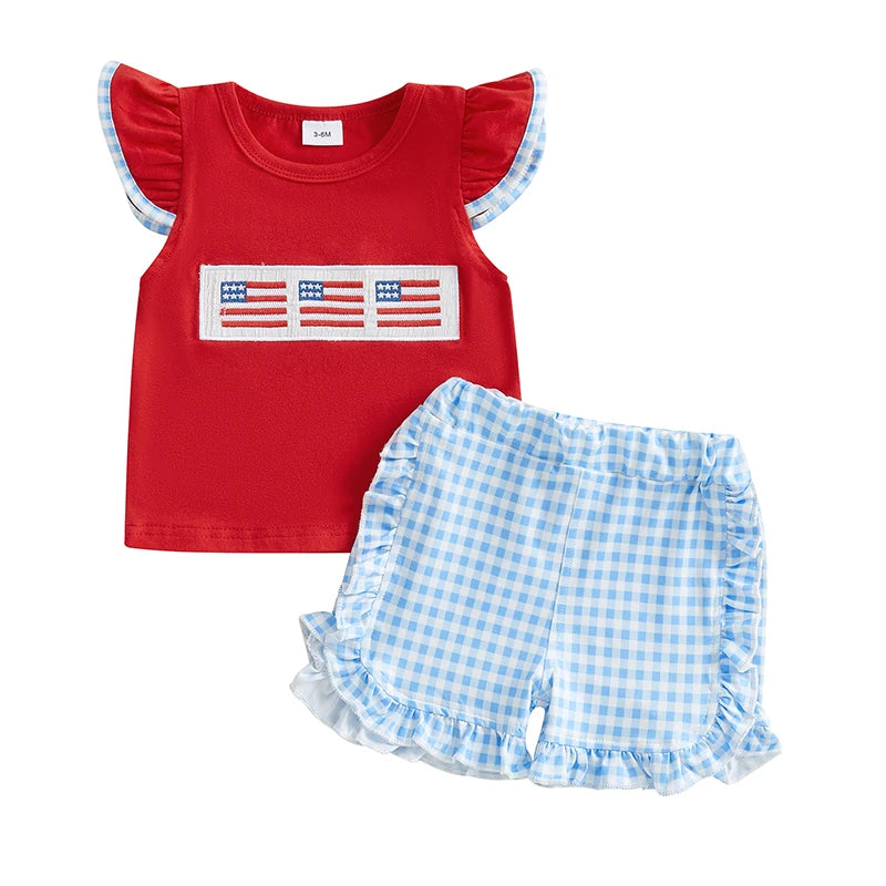 Baby Girl Boy Independence Day Clothes 4th of July Kids Outfits American Flag Summer Outfit Top Shorts 2Pcs