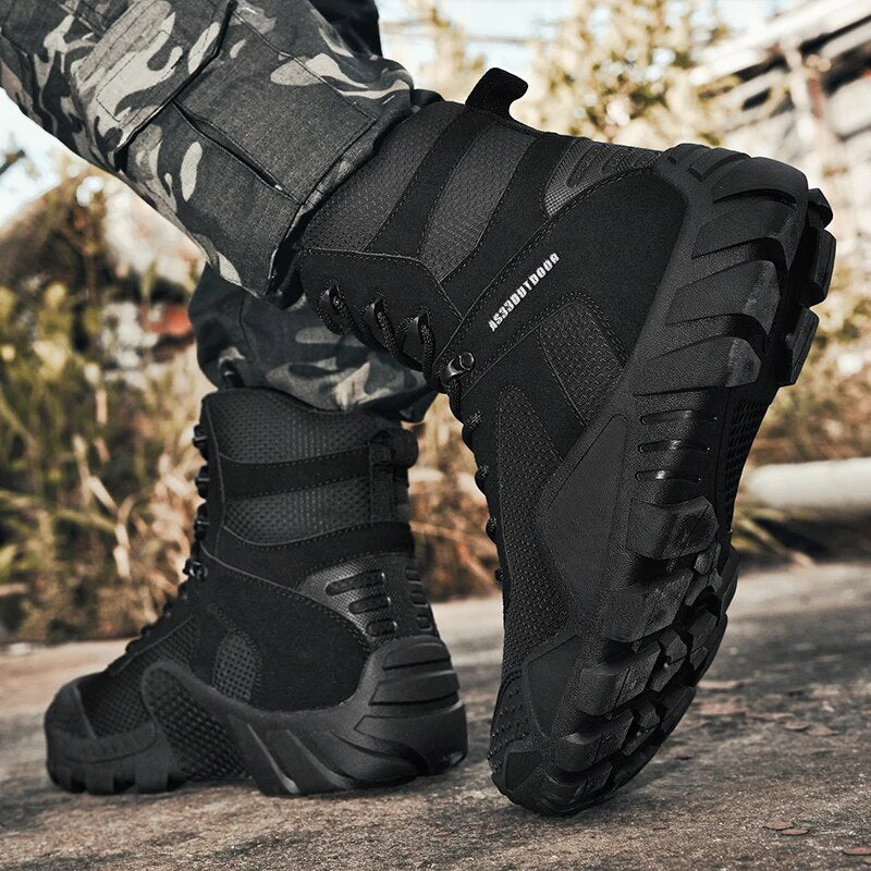 SOLIBEN Men Military Boots Outdoor Field Training Shoes Army Boots Climbing Hiking Shoes Ankle Men Working Boot Shoes Botas