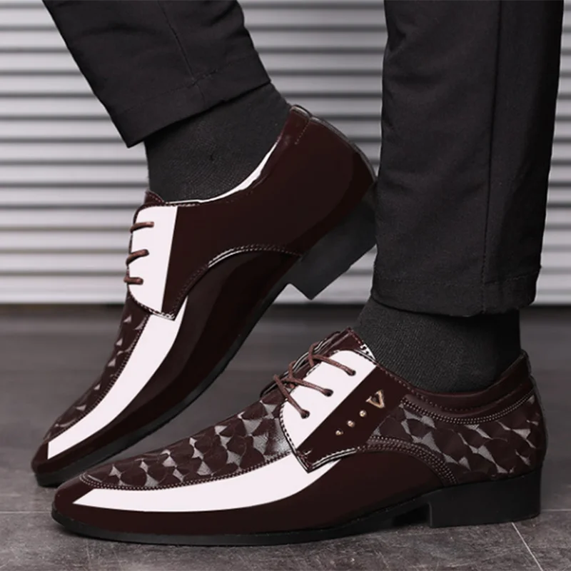 Men Shoes Formal Dress Shoe Black PU Leather Shoes Men Lace Up Point Toe Business Casual Shoes for Men Wedding Party Office
