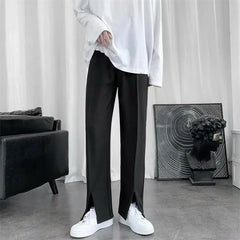 Black Suit Pants Men Fashion Society Mens Dress Pants Korean Loose Straight Pants Mens