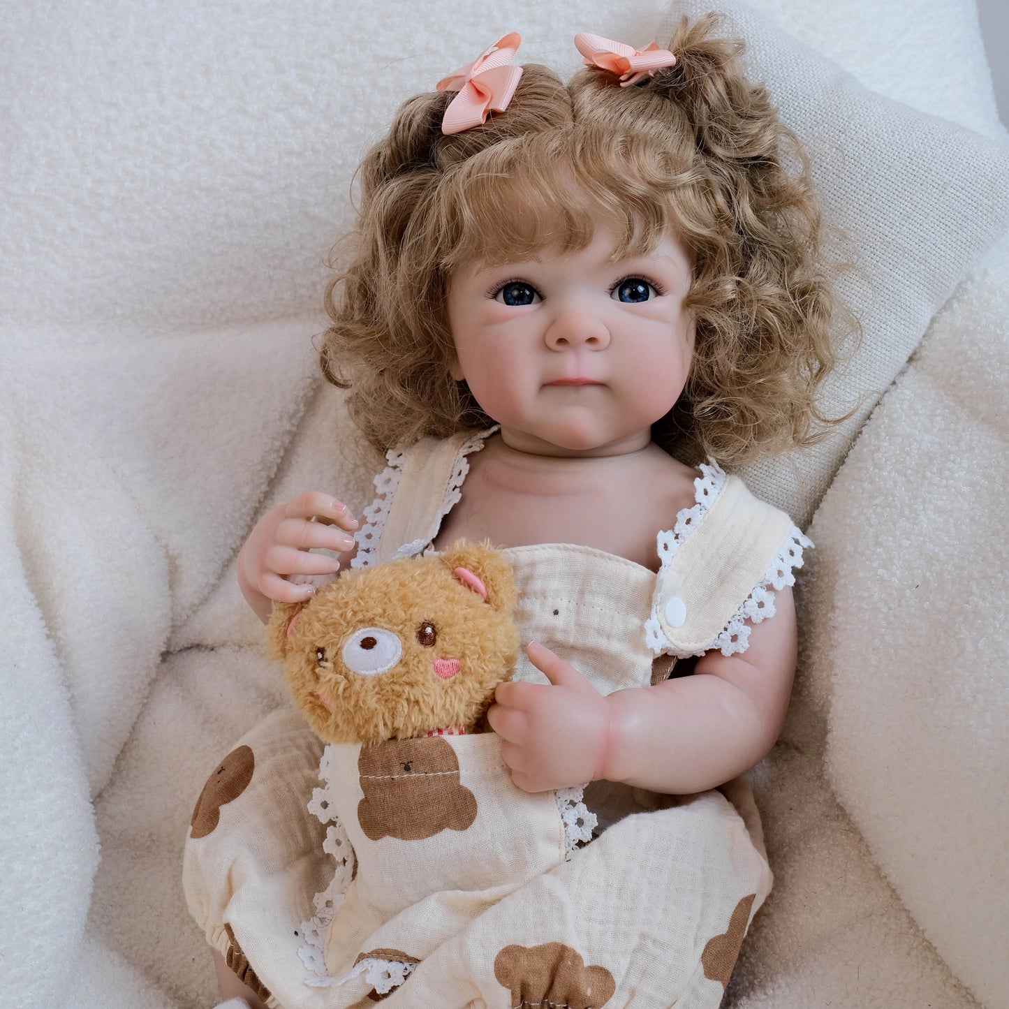 NPK 18inch Full Body Bettie Reborn Baby Doll Lifelike Newborn Cuddly Multiple Layers Painting 3D Skin Hand Rooted Hair