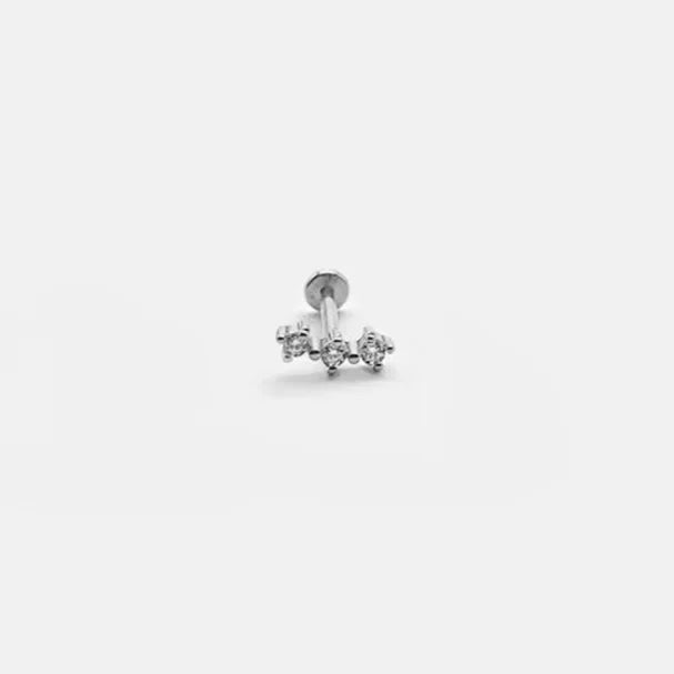 CANNER 1PC Four Pointed Star Moon Tassel Lotus Cartilage Spiral Puncture 925 Sterling Silver Stud Earring For Women Ins Earring