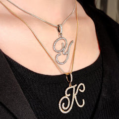 A-Z Cursive Initial Letter Name Pendant Necklace For Women Simple