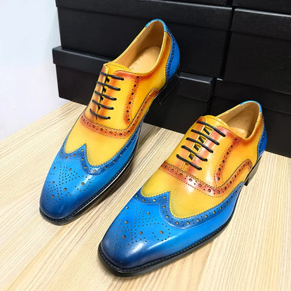 Genuine Brogue Leather Men Shoes High Grade Fashion Formal Office Oxford Male Footwear Pure Handmade Social Party Dress Man Shoe