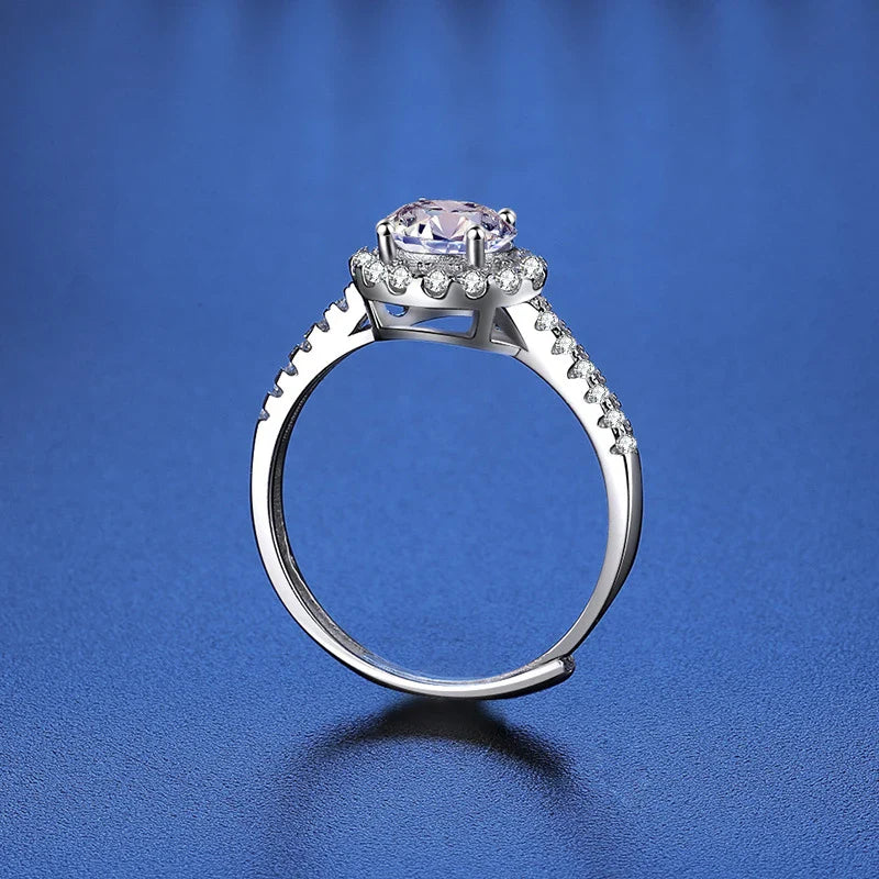 NEW 100% Real Moissanite Ring D VVS1 Pass Diamond Test Pen Adjustable Size S925 Sliver GRA Certificate Wedding Rings for Women