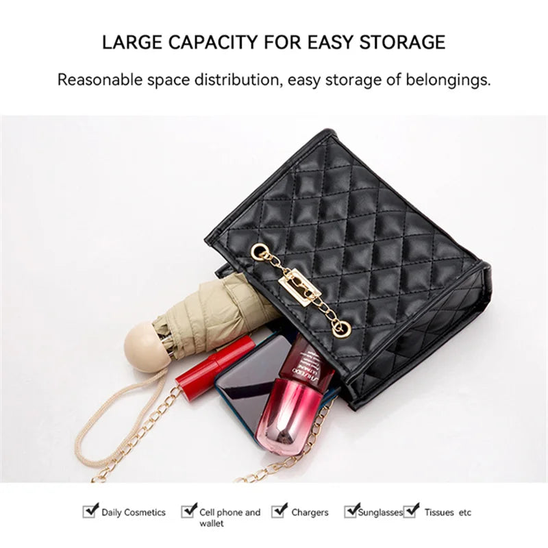 Solid Color Prismatic Plaid Women Shoulder Bag Korean Version