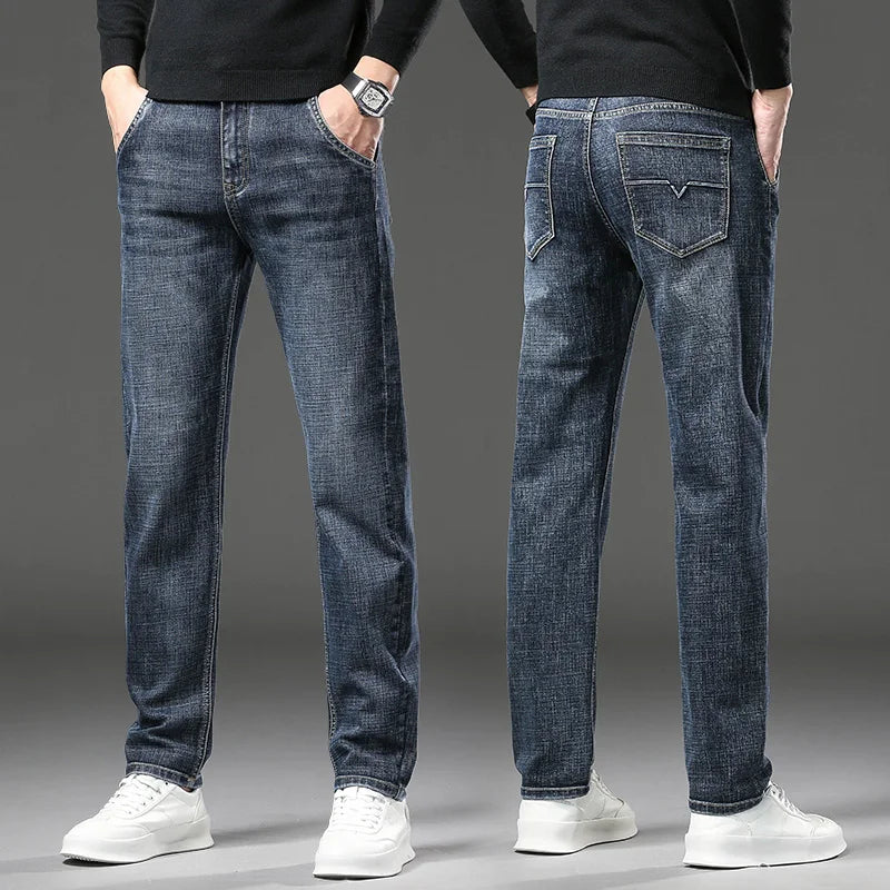 Men's Stretch Jeans Business men Straight Leg Classic Jeans Casual Denim