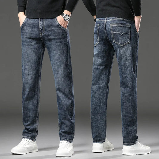 Men's Stretch Jeans Business men Straight Leg Classic Jeans Casual Denim