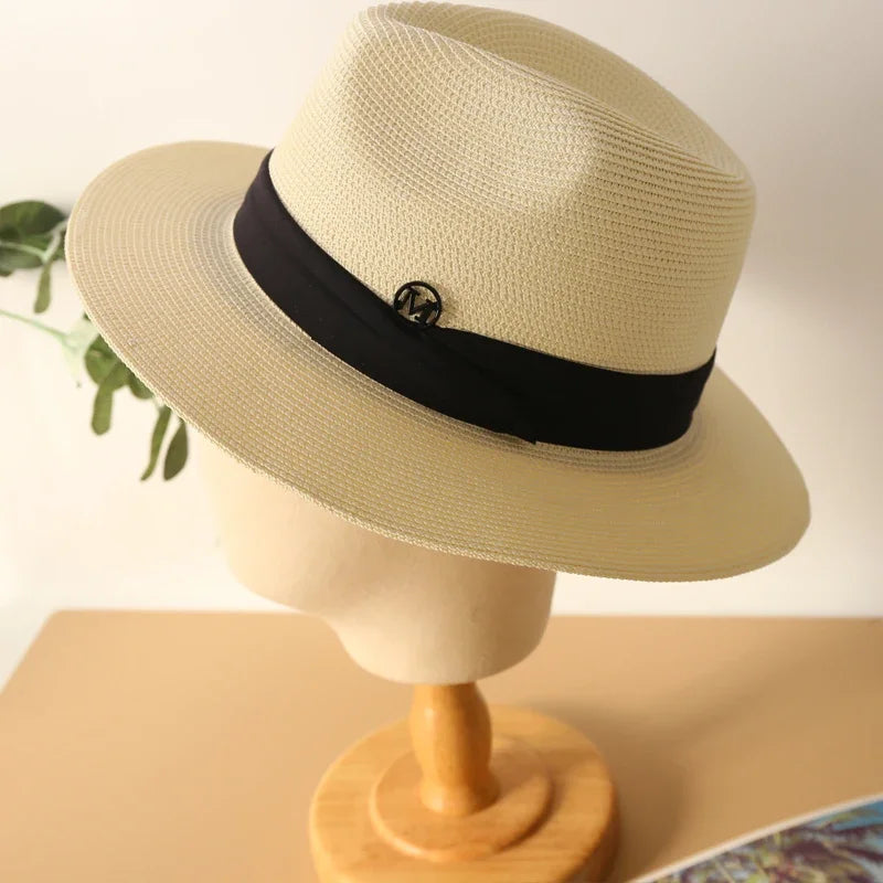Big Size XL 63cm Travel Panama Jazz Straw Hat Summer Sun Hats for Women Men Wedding  Wide Brim Fedora Straw Beach Hat UV UPF 50+
