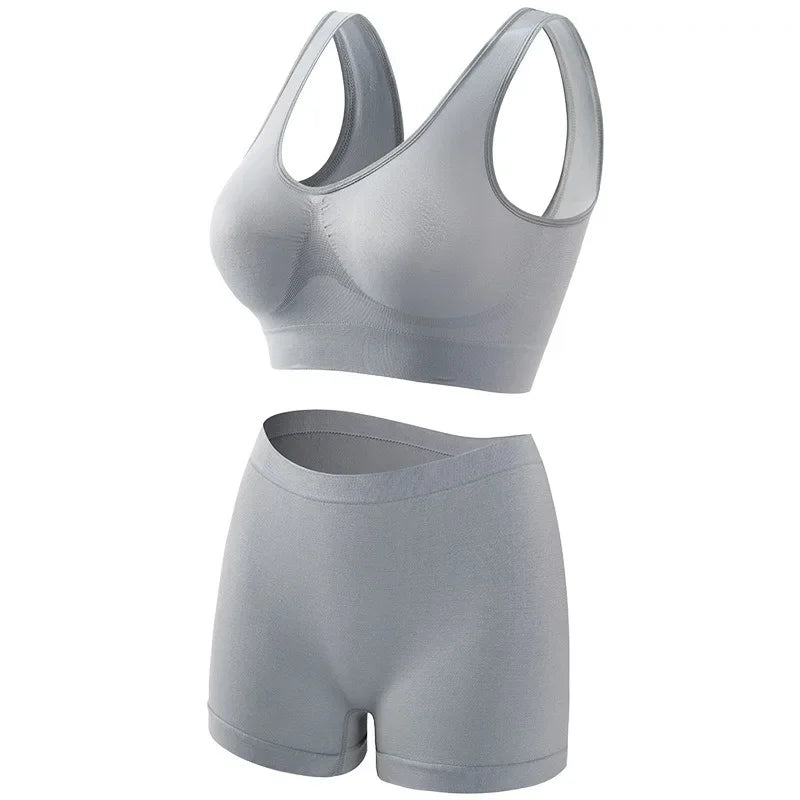 Seamless Bra Set Women Low Waist Underwear Female Tanks Bra Top