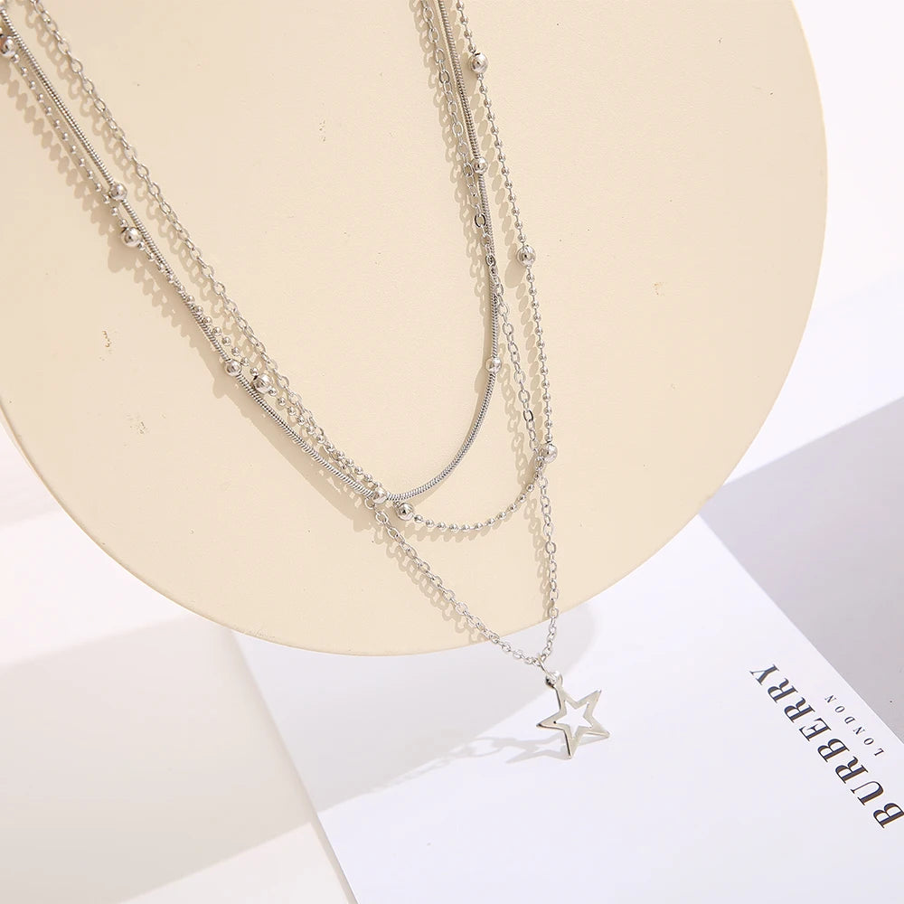 Temperament Lovely Atmosphere Star Moon Popular Lady Necklace Set For Women