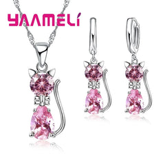 Real 925 Sterling Silver Color Jewelry Sets for Woman Girls Shining Austrian Crystal