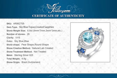 JewelryPalace Moon Star 6.8ct Genuine Sky Blue Topaz Created Sapphire