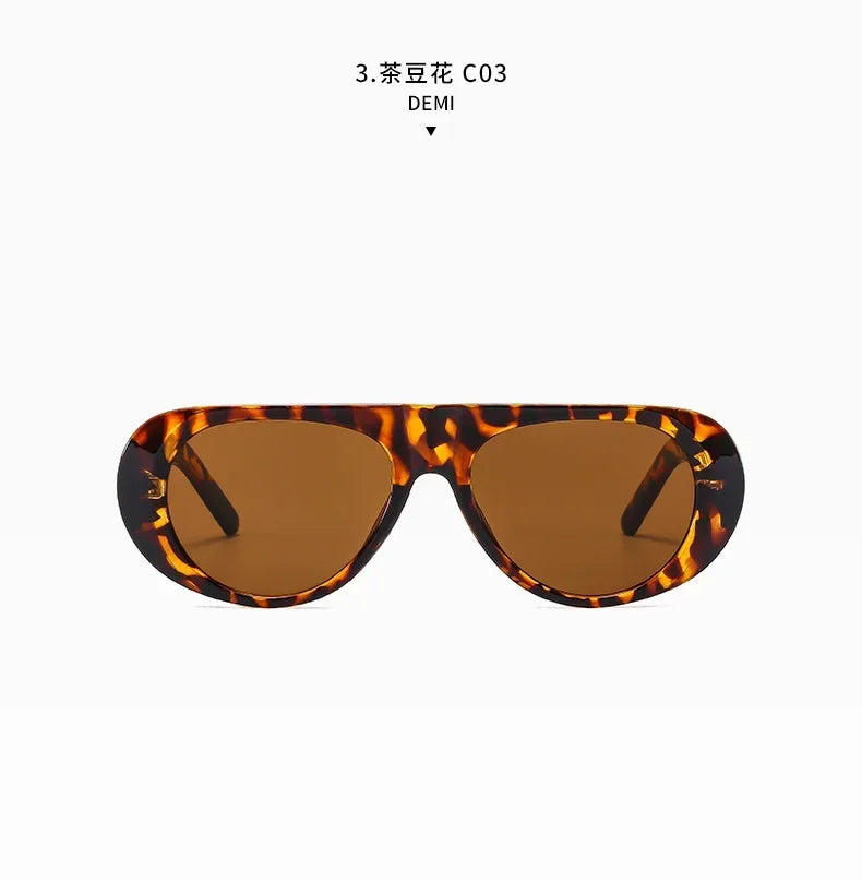 Vintage Oversized Oval Sunglasses Women Men New Fashion Wide Leg Leopard Red Gradient Sun Glasses Ladies Trendy Sexy Shades
