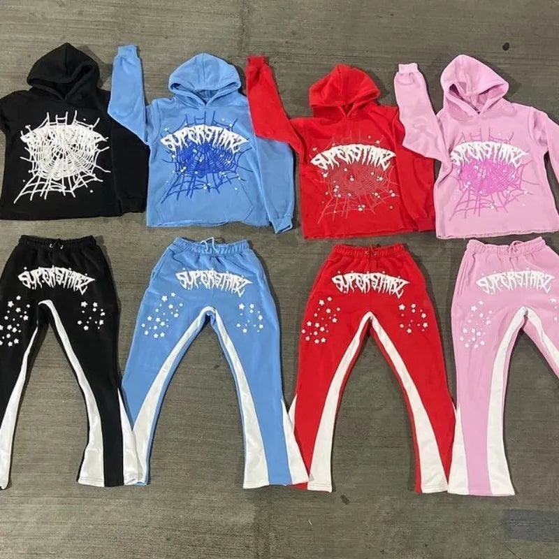 Y2K Cobweb Printed Hoodies Women Autumn Winter Harajuku Zip Up Hooded Sweatshirt