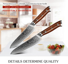 5'' Inch Utility Knives Japanese Damascus Steel Kitchen Knife Rosewood Handle