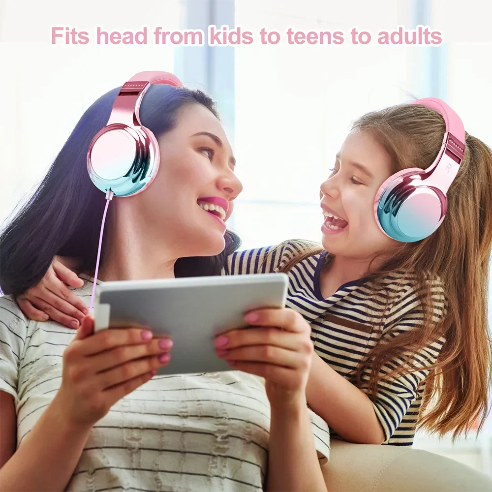 Kids Headphones Wired for School 85/94dB Volume Limiter Foldable Stereo Sound Headset with Mic for Kids Girls Learning Tablet PC