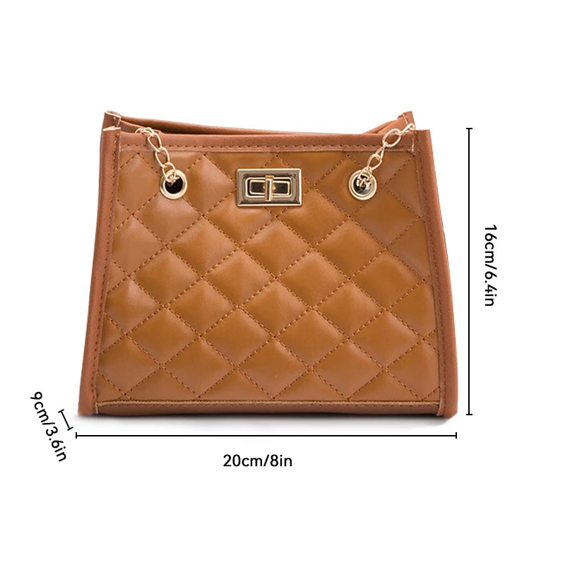 Solid Color Prismatic Plaid Women Shoulder Bag Korean Version