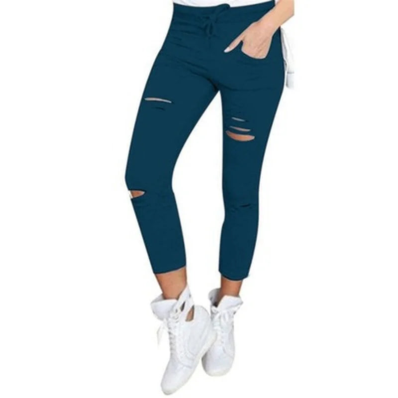 Ripped Jeans for Women Women Big Size Ripped Trousers Stretch Pencil Pants