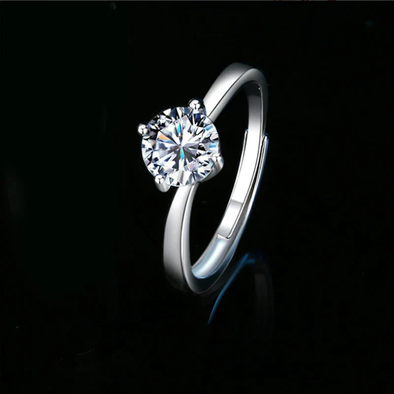 NEW 100% Real Moissanite Ring D VVS1 Pass Diamond Test Pen Adjustable Size S925 Sliver GRA Certificate Wedding Rings for Women