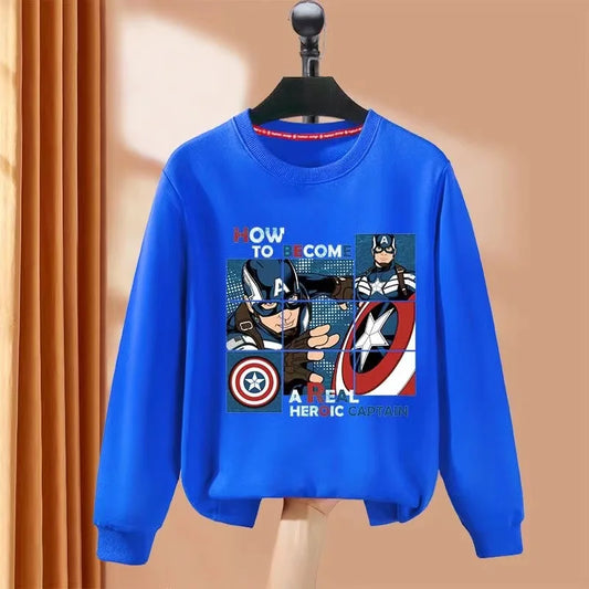 Autumn Baby Girl Boy Clothes Set Children Captain America Printing Sweatshirt Top and Pants Bottom 2 Piece Suit Tracksuit